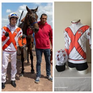 Casaque lycra Trotting Style orange blanc